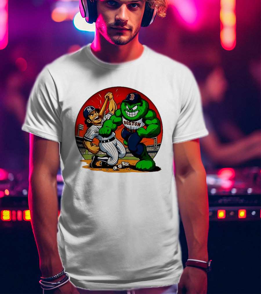 Boston Red Sox Vs New York Yankees Rivalry Cartoon Monsters Showdown T-Shirt