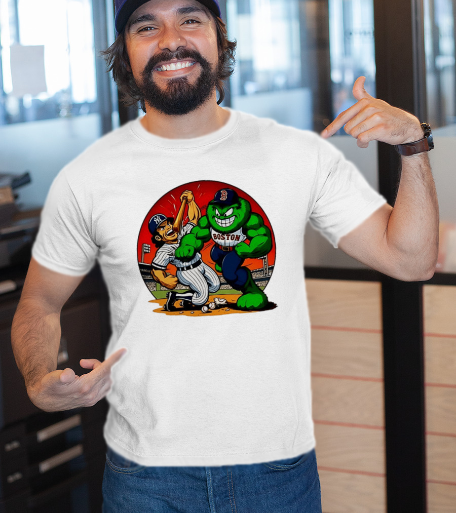 Boston Red Sox Vs New York Yankees Rivalry Cartoon Monsters Showdown T-Shirt