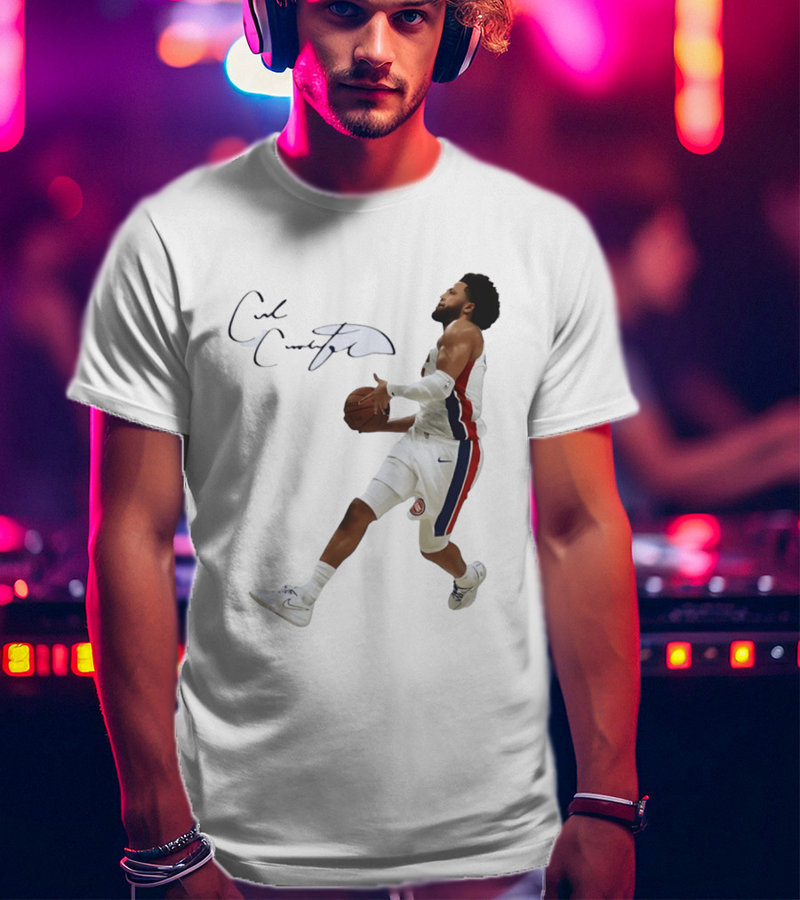 Cade Cunningham Autographed Windmill Dunk Detroit Basketball T-Shirt