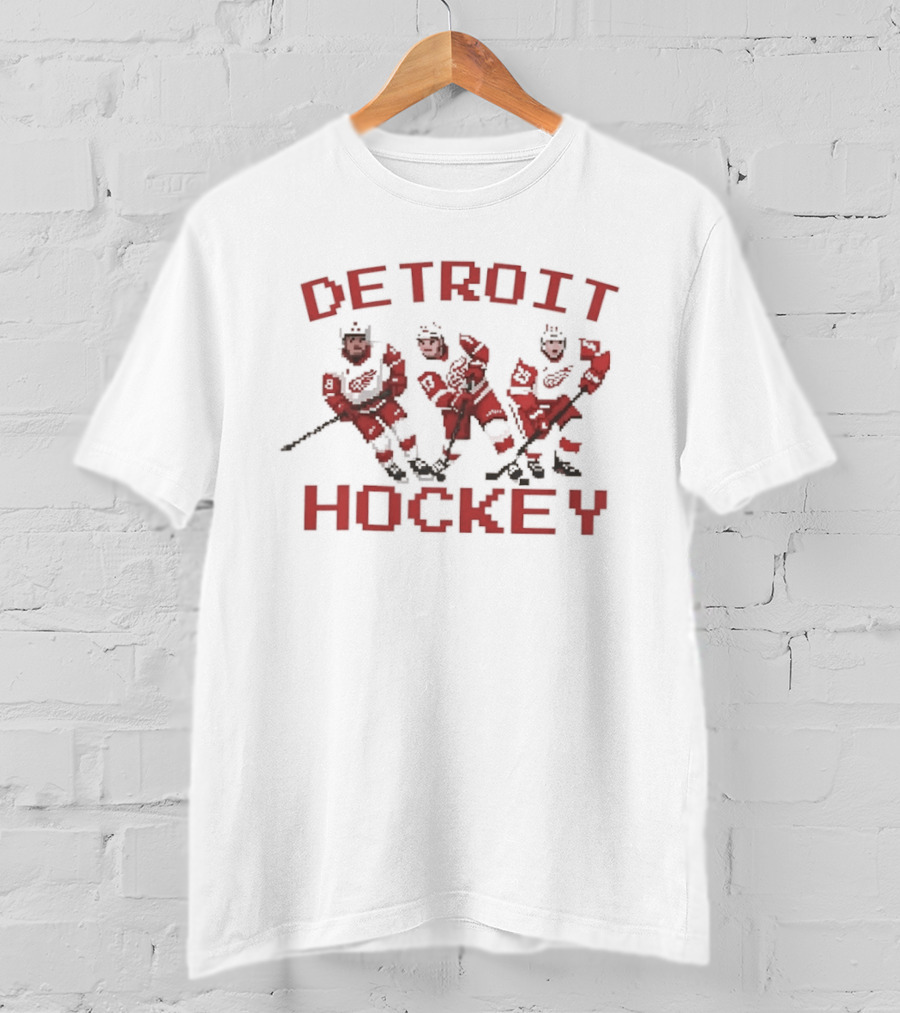 Detroit Red Wings Hockey Pixel T-Shirt