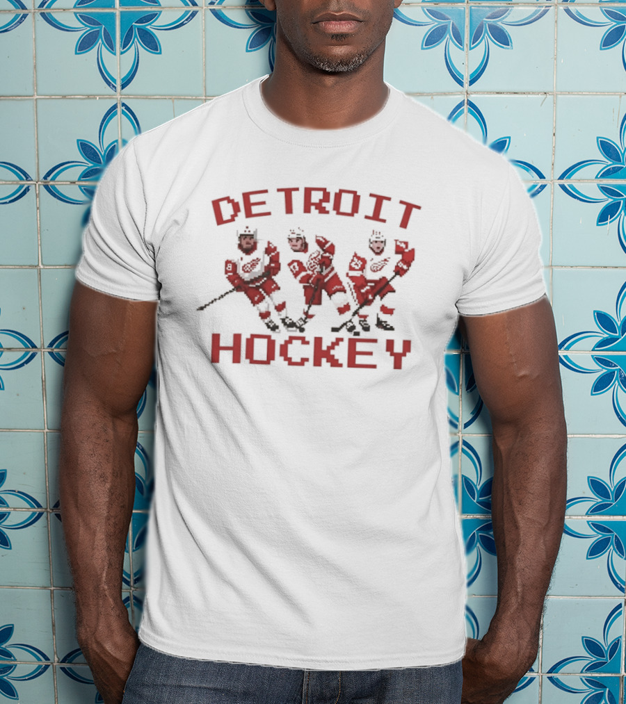 Detroit Red Wings Hockey Pixel T-Shirt