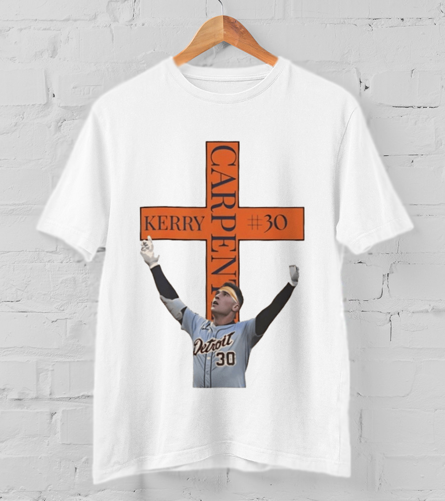Kerry Carpenter Detroit Tigers #30 Praise The Lord Cross T-Shirt