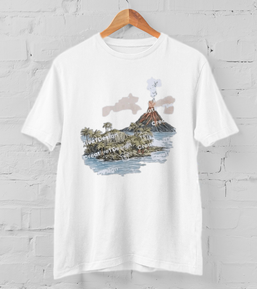 Lava Flow Volcano Tropical Island Creative T-Shirt