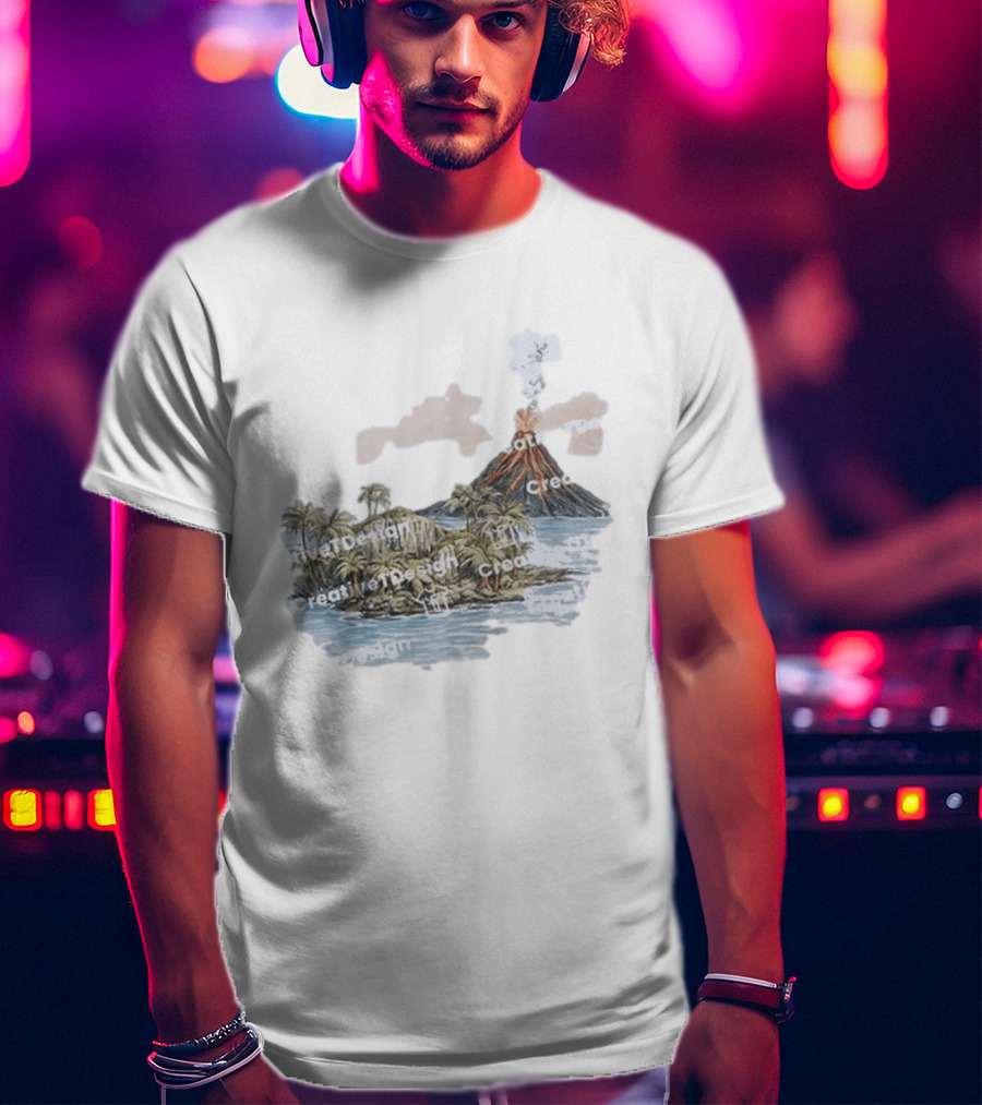 Lava Flow Volcano Tropical Island Creative T-Shirt