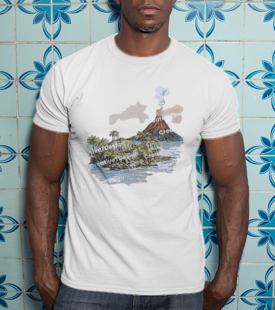 Lava Flow Volcano Tropical Island Creative T-Shirt