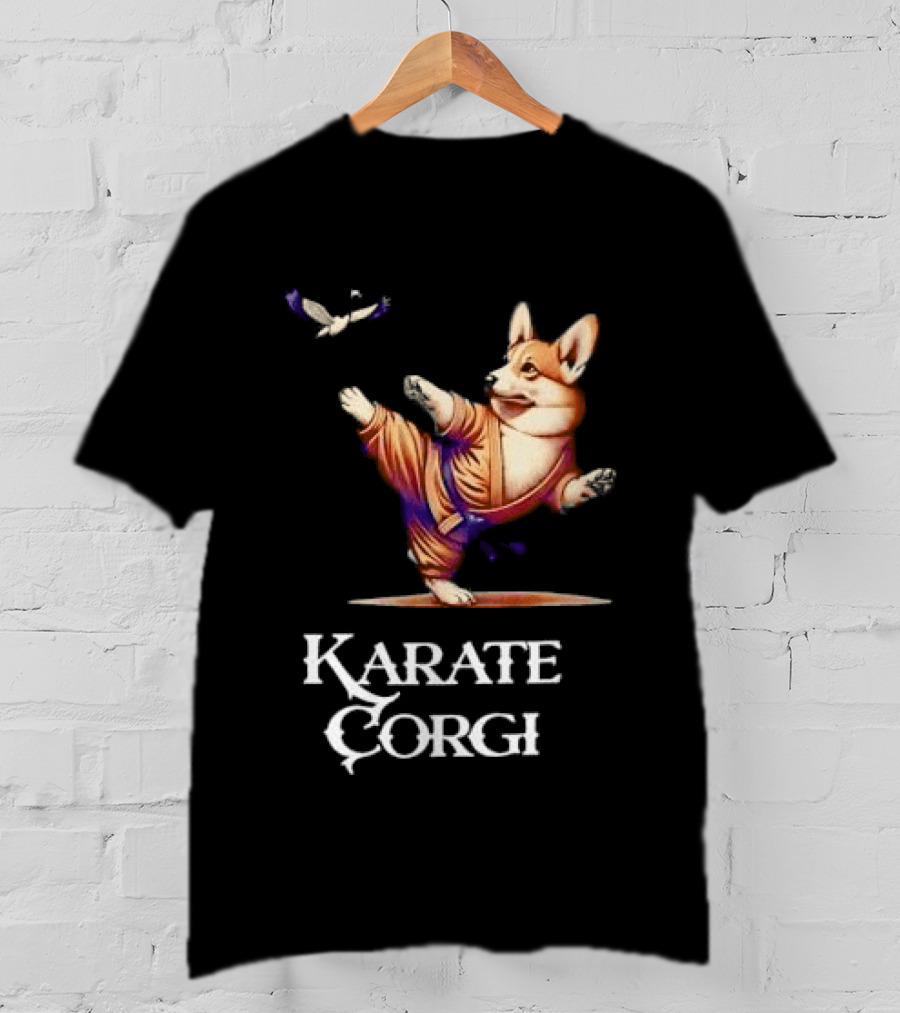 Karate Corgi Flying Crane Martial Arts Animal T-Shirt