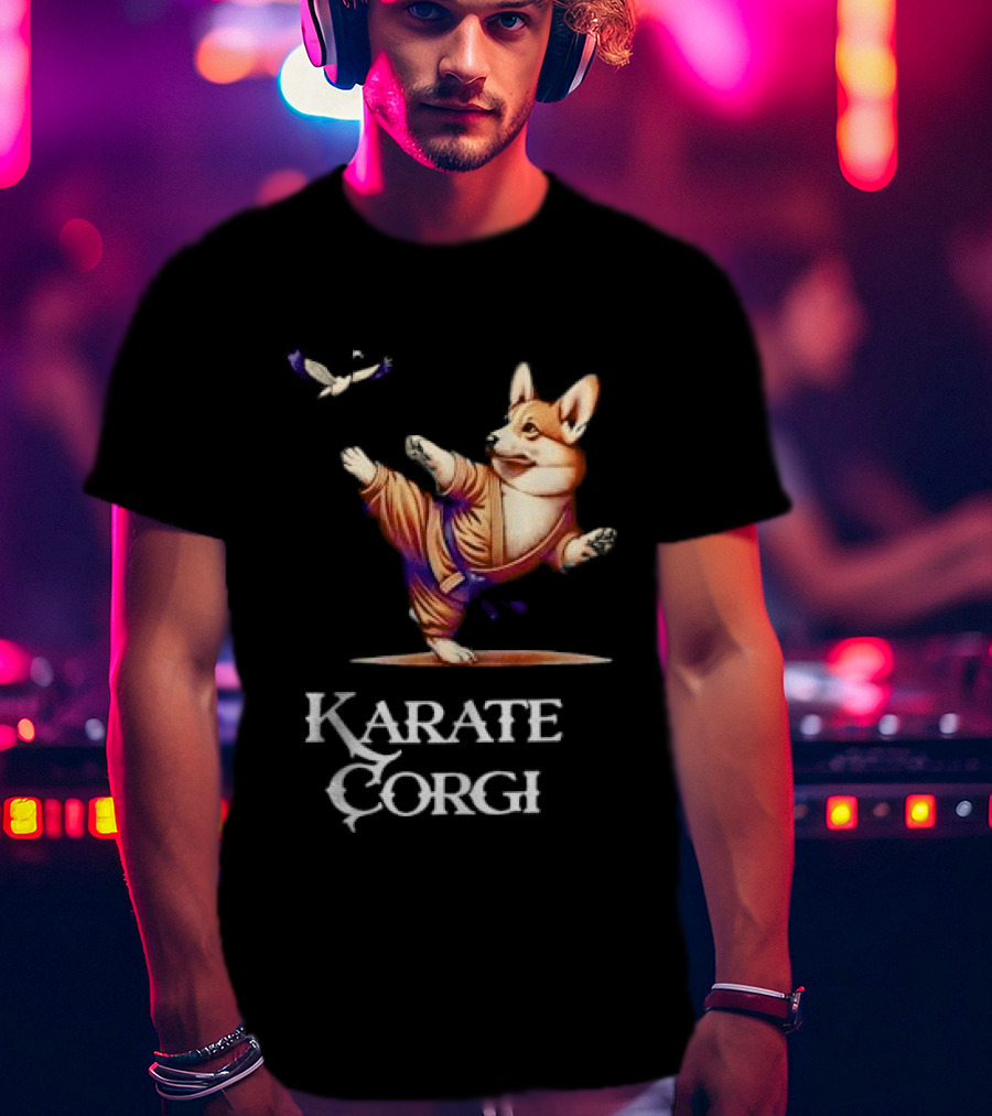 Karate Corgi Flying Crane Martial Arts Animal T-Shirt