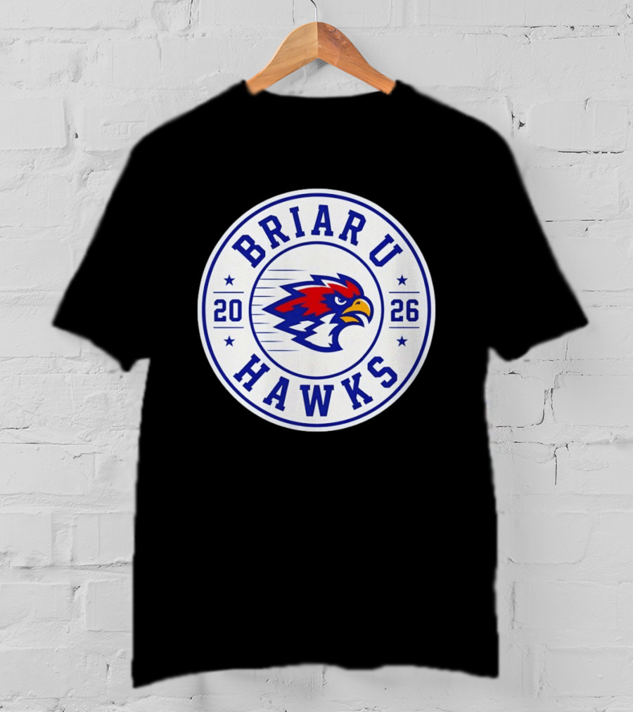 Briar U Hawks 2026 Circle Emblem Red Blue Hawk T-Shirt