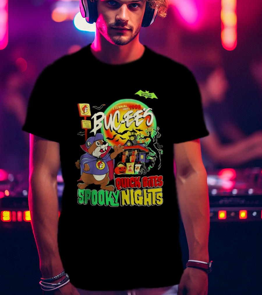 Buc Ee's Eternal Since 1982 Quick Bites Spooky Nights Halloween Glow In The Dark T-Shirt