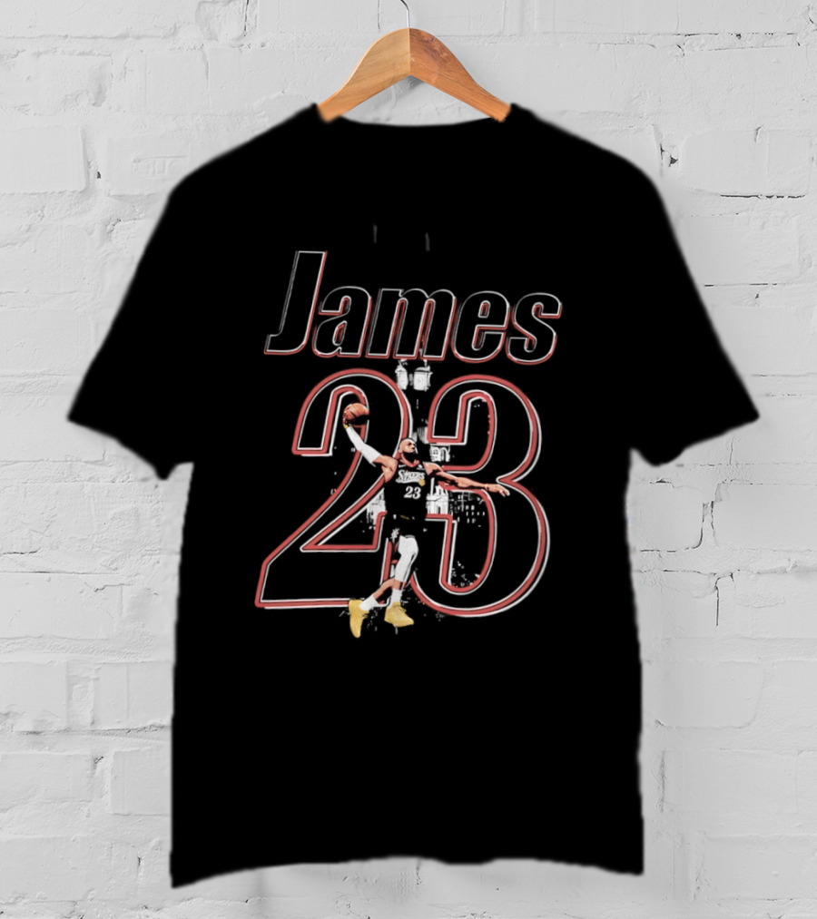 James 23 Basketball Player Action Dunk T-Shirt