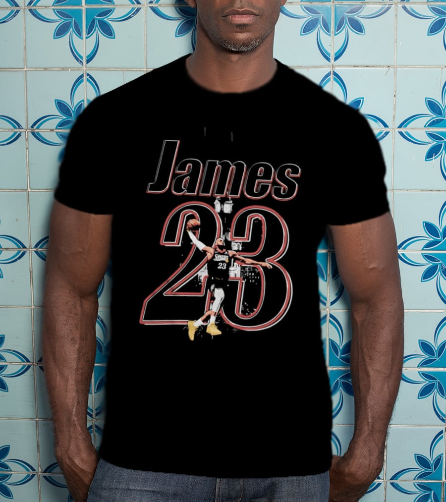 James 23 Basketball Player Action Dunk T-Shirt