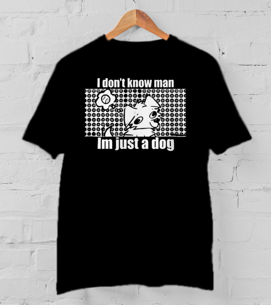 I Don't Know Man I'm Just A Dog Polka Dot Cartoon Face Flower T-Shirt