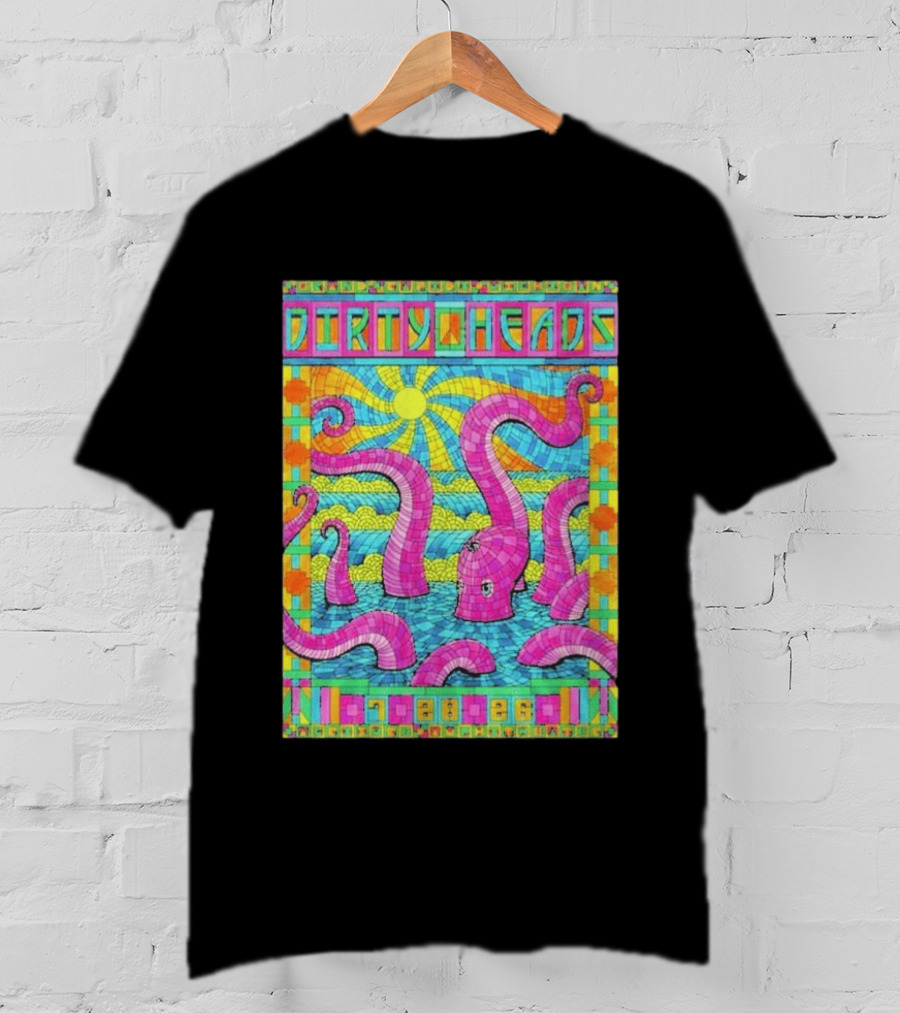 Dirty Heads Grand Rapids MI Acrisure Amphitheater July 28 2026 Psychedelic Octopus Sunburst T-Shirt