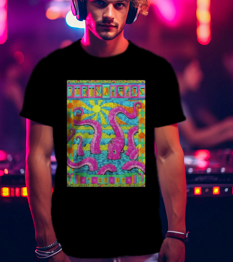 Dirty Heads Grand Rapids MI Acrisure Amphitheater July 28 2026 Psychedelic Octopus Sunburst T-Shirt