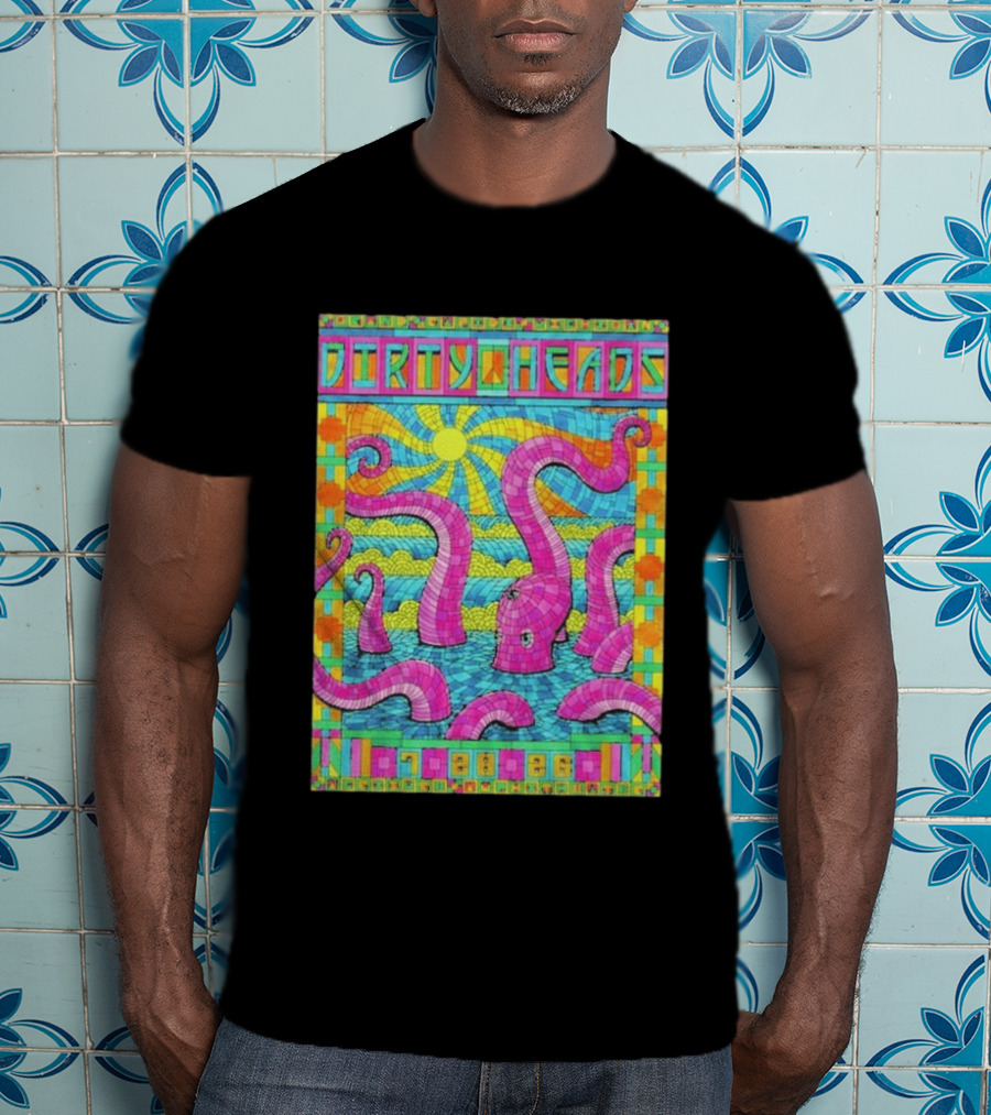 Dirty Heads Grand Rapids MI Acrisure Amphitheater July 28 2026 Psychedelic Octopus Sunburst T-Shirt