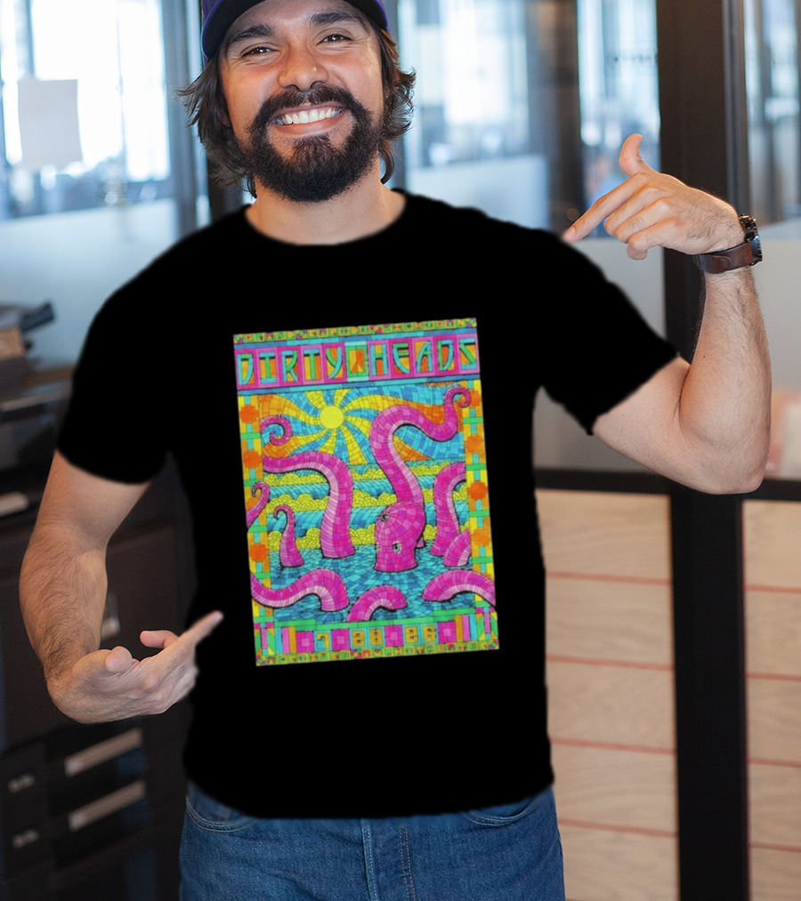 Dirty Heads Grand Rapids MI Acrisure Amphitheater July 28 2026 Psychedelic Octopus Sunburst T-Shirt