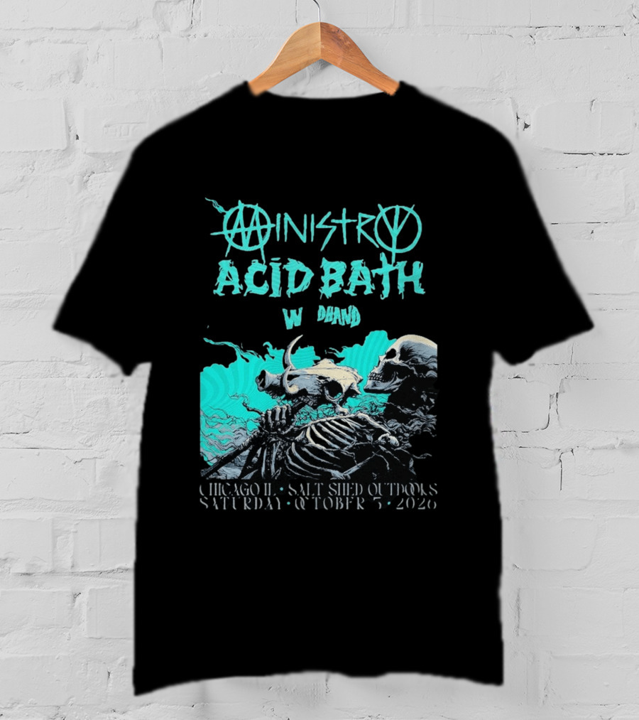 Ministry X Acid Bath Windhand Chicago IL Salt Shed Outdoors October 3 2026 Skeletons And Sea Monster T-Shirt