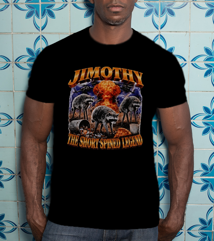 Jimothy Raccoon The Short Spined Legend Explosion With Helicopters And Trash Can T-Shirt
