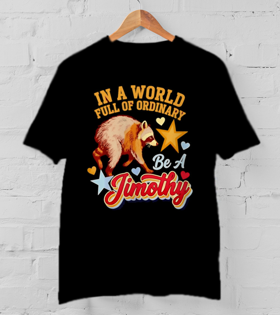 In A World Full Of Ordinary Be A Jimothy Raccoon Stars Hearts T-Shirt