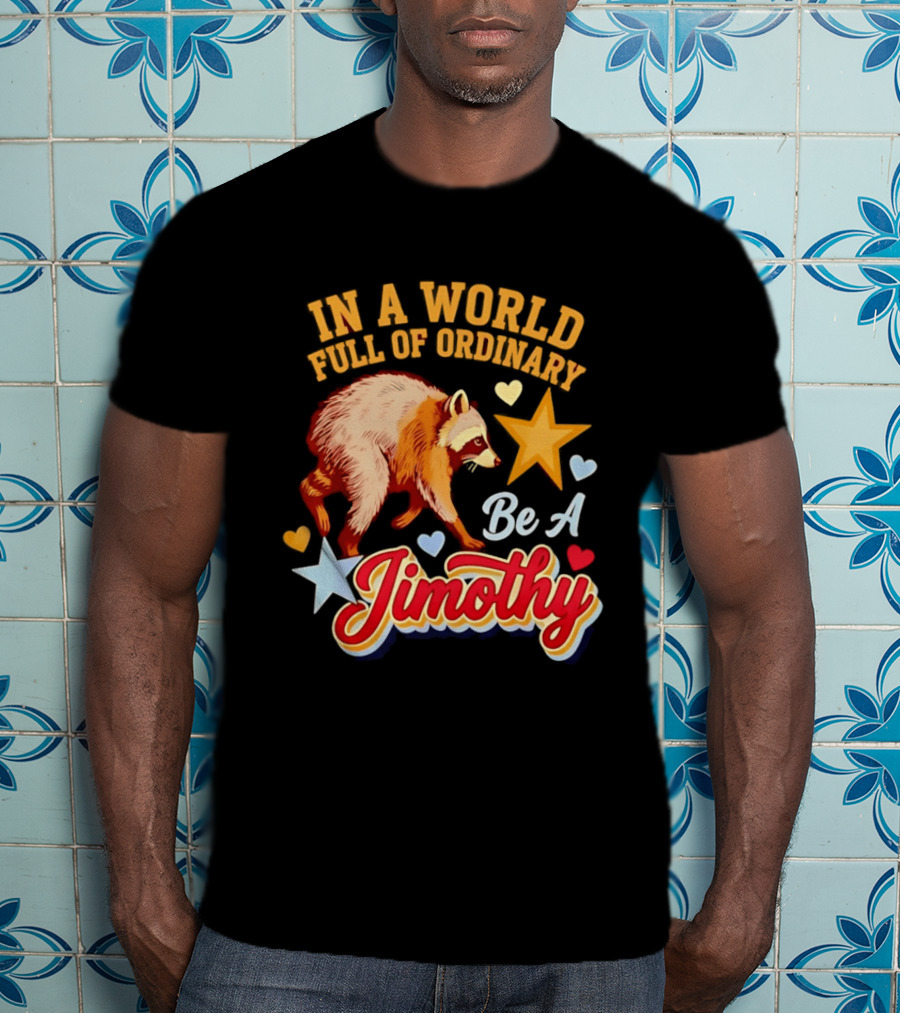 In A World Full Of Ordinary Be A Jimothy Raccoon Stars Hearts T-Shirt