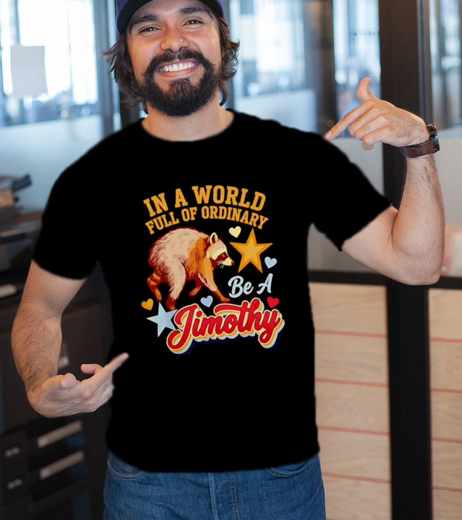 In A World Full Of Ordinary Be A Jimothy Raccoon Stars Hearts T-Shirt