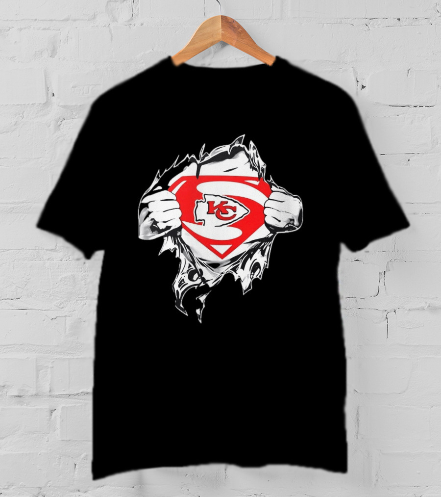 Kansas City Chiefs Superman Rip KC Logo Fan Pride T-Shirt