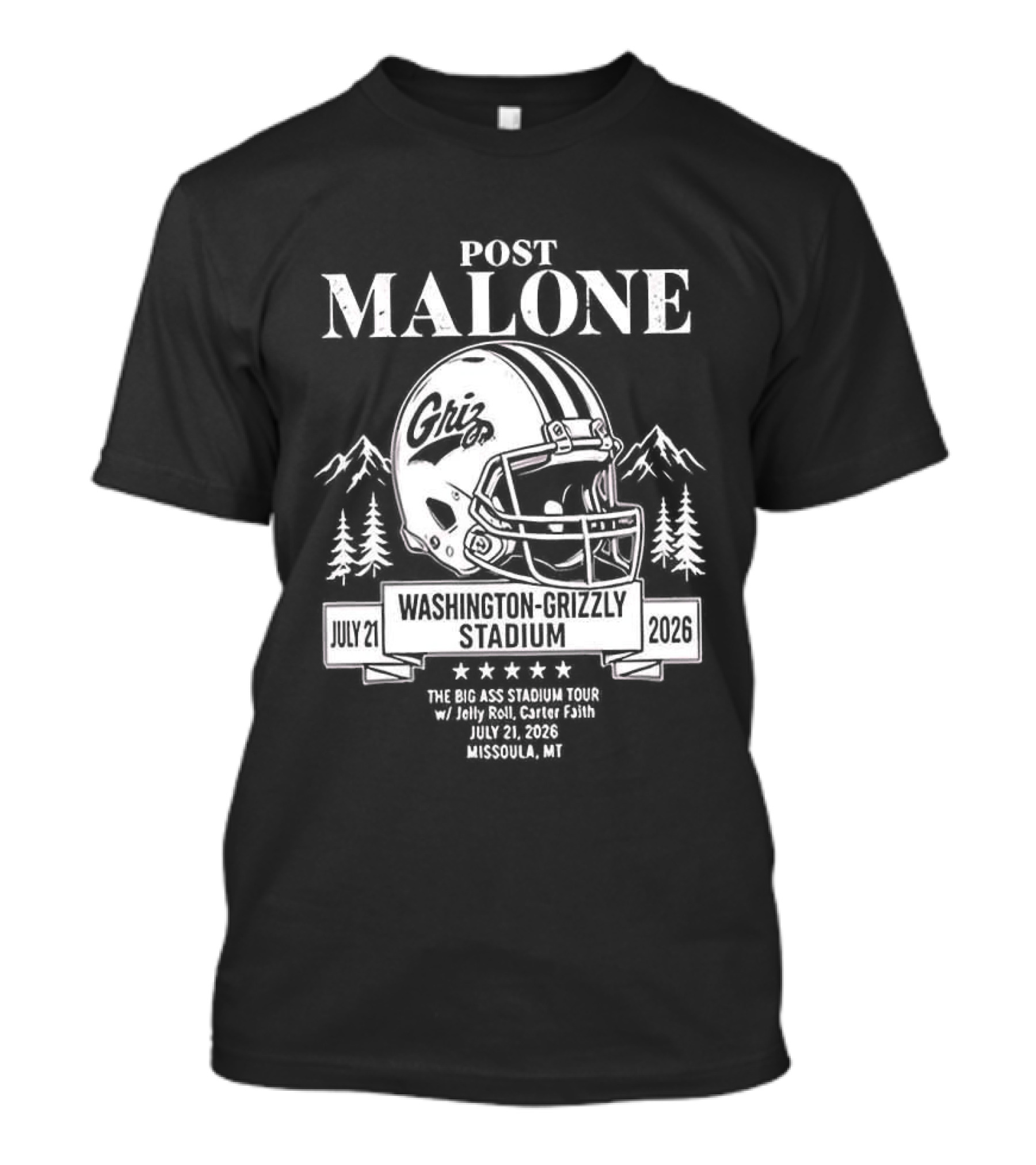 Post Malone Washington Grizzly Stadium Tour 2026 Montana Grizzlies Missoula July 2 T-Shirt