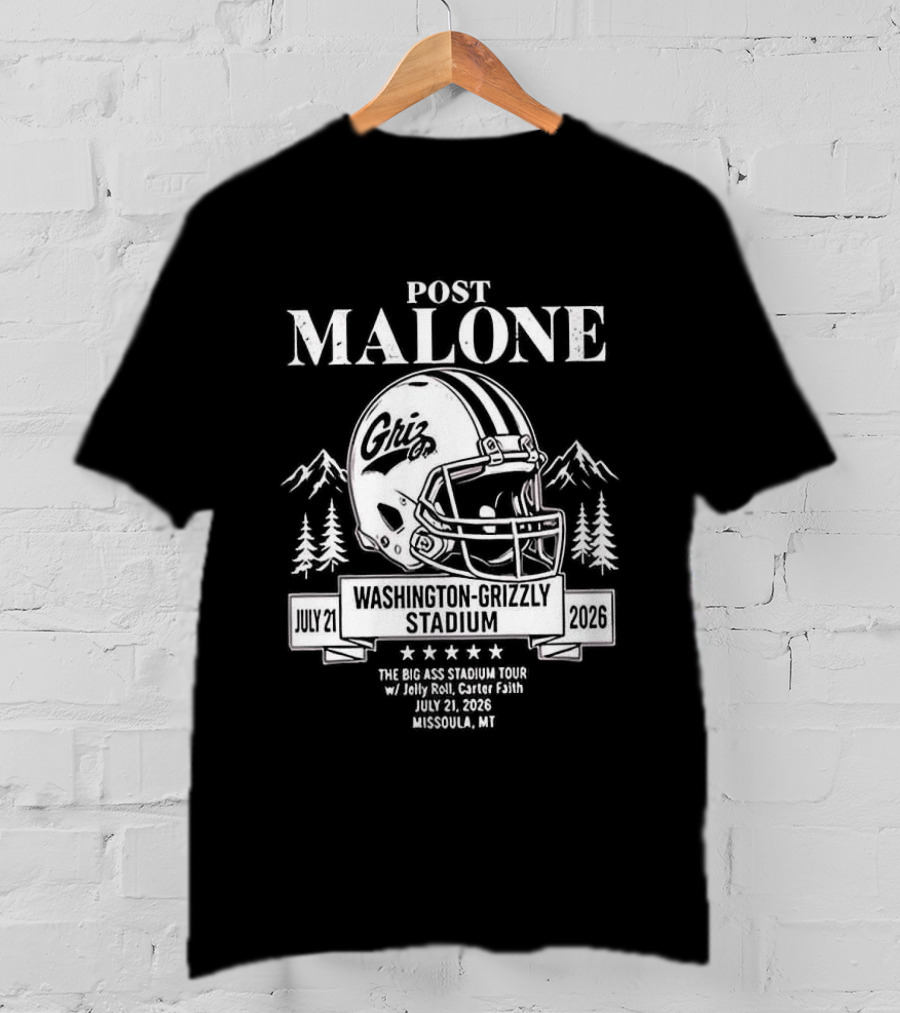 Post Malone Washington Grizzly Stadium Tour 2026 Montana Grizzlies Missoula July 2 T-Shirt