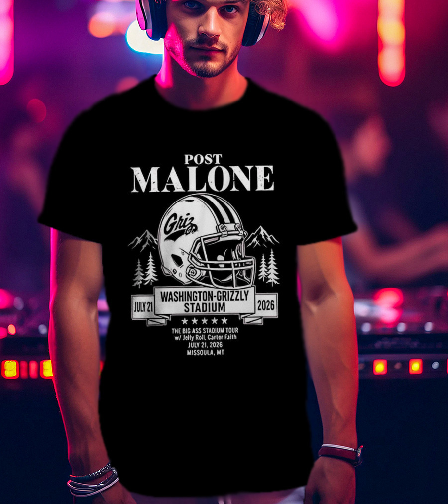 Post Malone Washington Grizzly Stadium Tour 2026 Montana Grizzlies Missoula July 2 T-Shirt