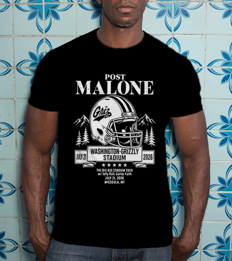 Post Malone Washington Grizzly Stadium Tour 2026 Montana Grizzlies Missoula July 2 T-Shirt