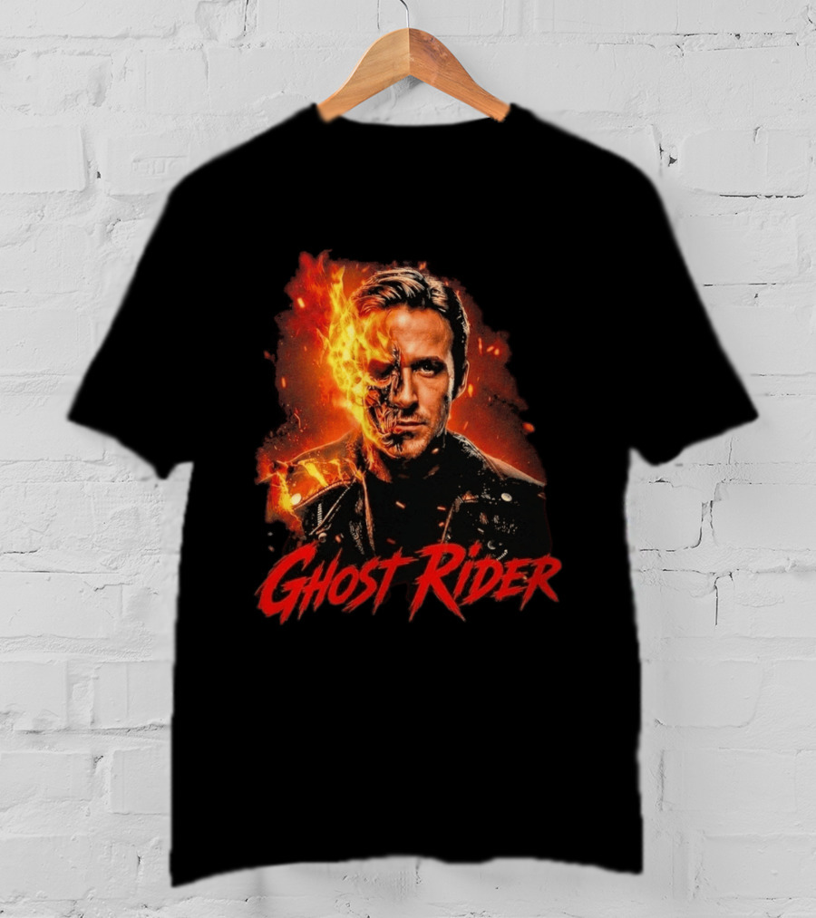 Ryan Gosling Ghost Rider Fiery Half Face Marvel T-Shirt