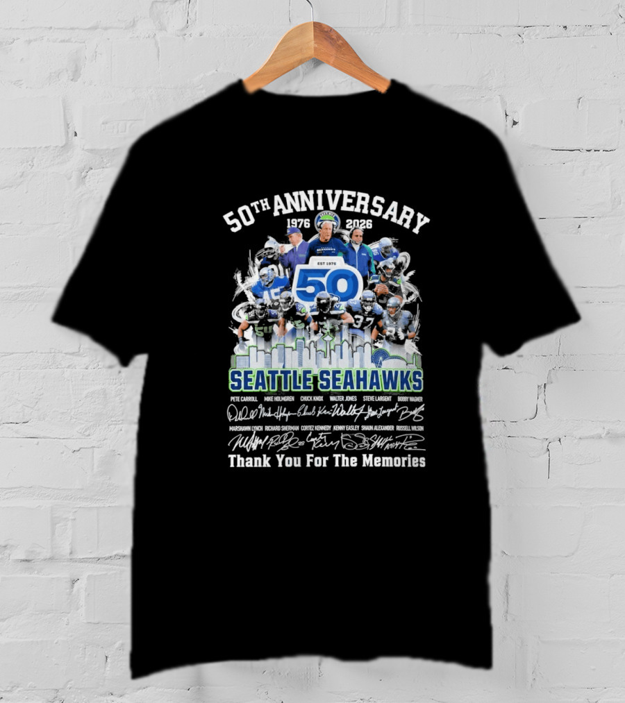 Seattle Seahawks 50th Anniversary 1976 2023 Thank You For The Memories T-Shirt