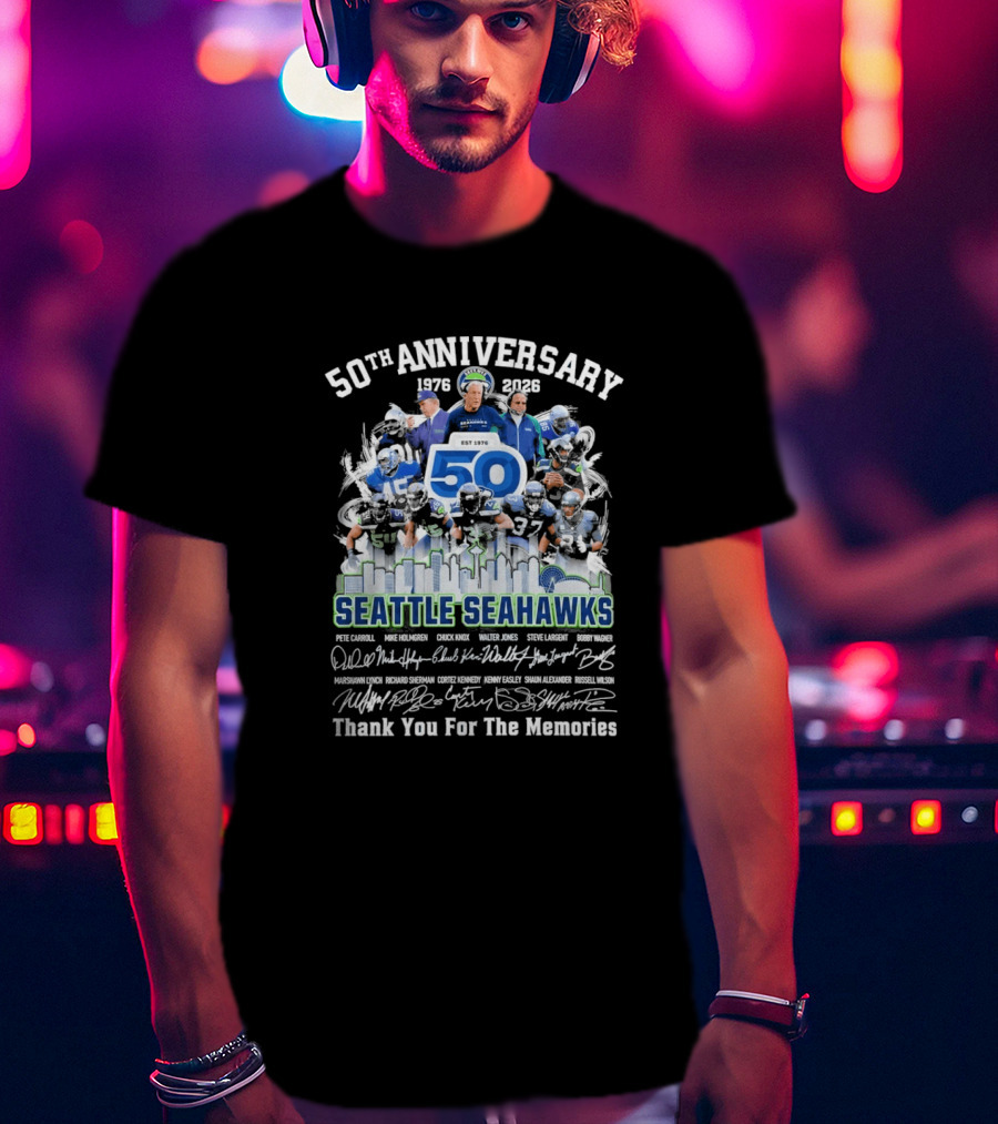 Seattle Seahawks 50th Anniversary 1976 2023 Thank You For The Memories T-Shirt