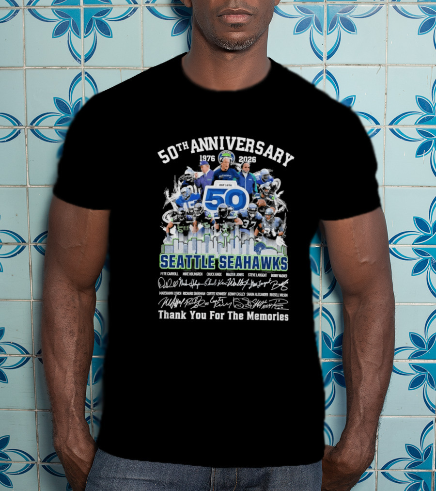 Seattle Seahawks 50th Anniversary 1976 2023 Thank You For The Memories T-Shirt