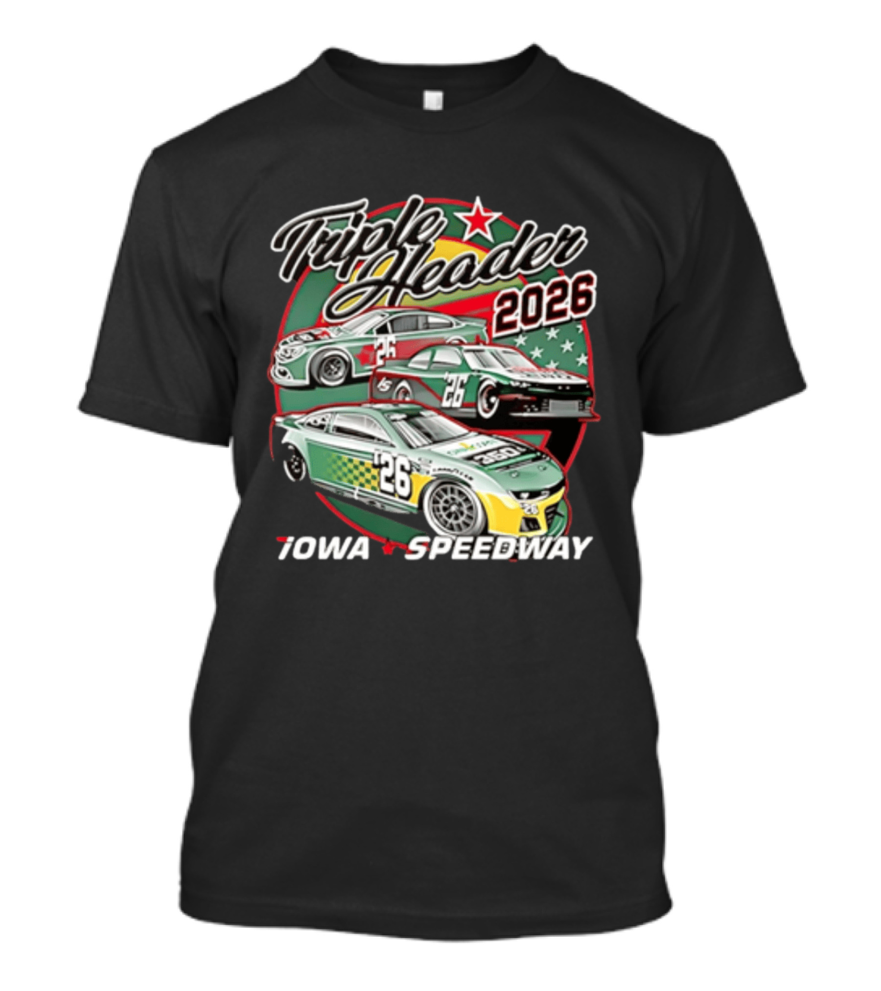 Triple Header 2026 Iowa Speedway Racing Cars Stars T-Shirt