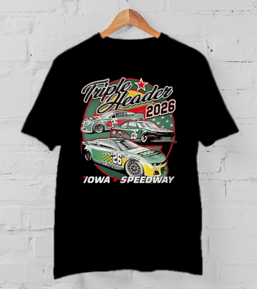 Triple Header 2026 Iowa Speedway Racing Cars Stars T-Shirt