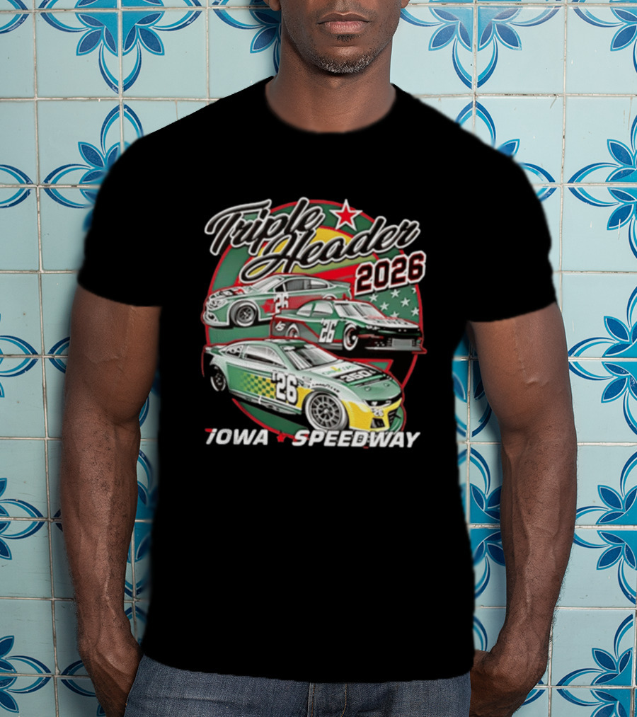 Triple Header 2026 Iowa Speedway Racing Cars Stars T-Shirt