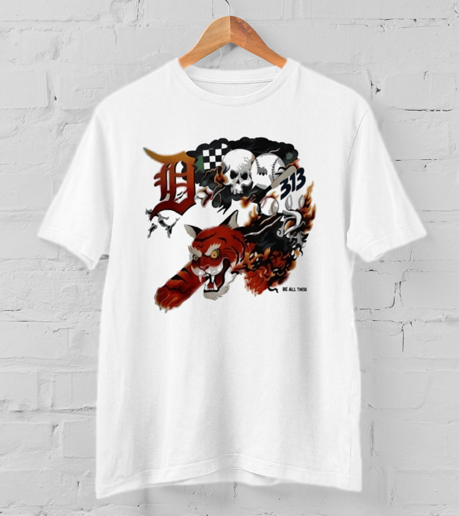 Detroit Tigers Boys & Girls Clubs Of Greater Detroit 313 Skulls Tiger Flame 2026 T-Shirt