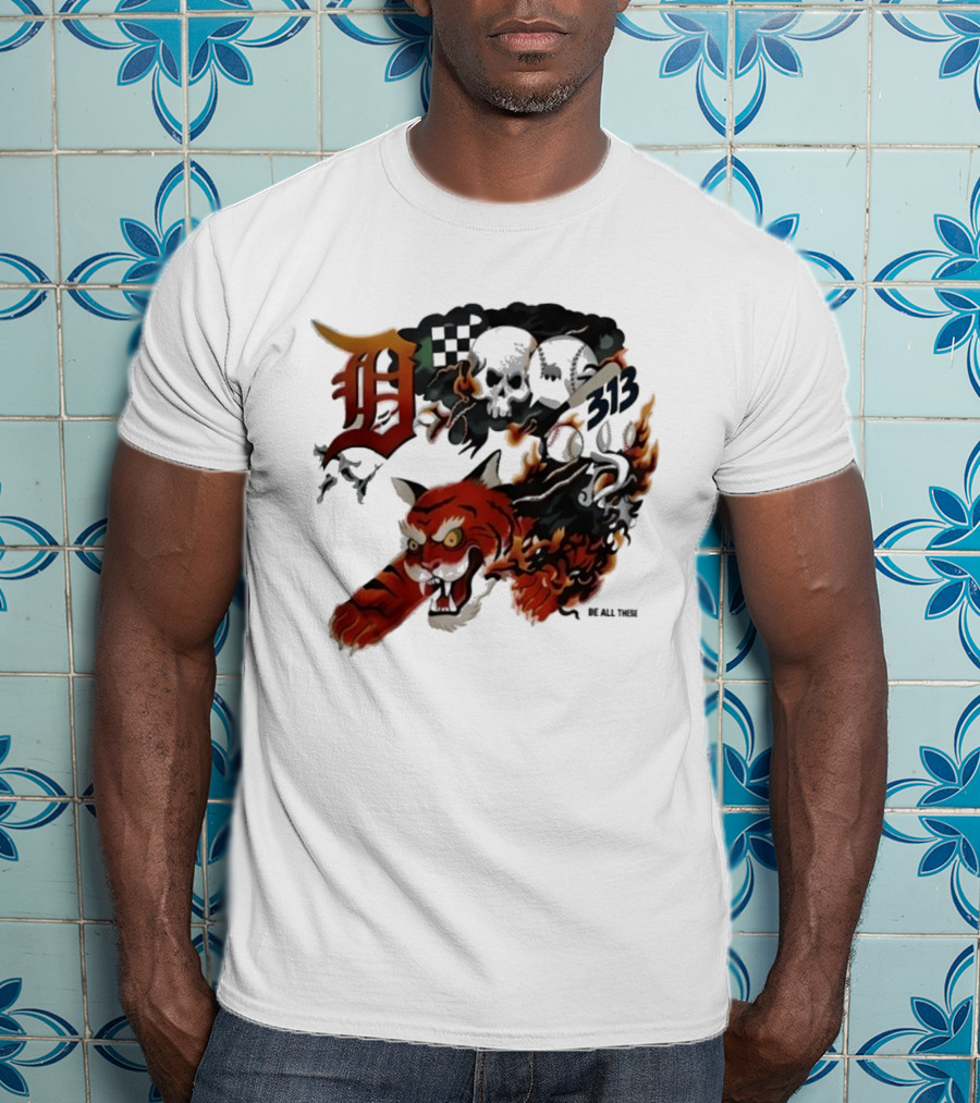 Detroit Tigers Boys & Girls Clubs Of Greater Detroit 313 Skulls Tiger Flame 2026 T-Shirt