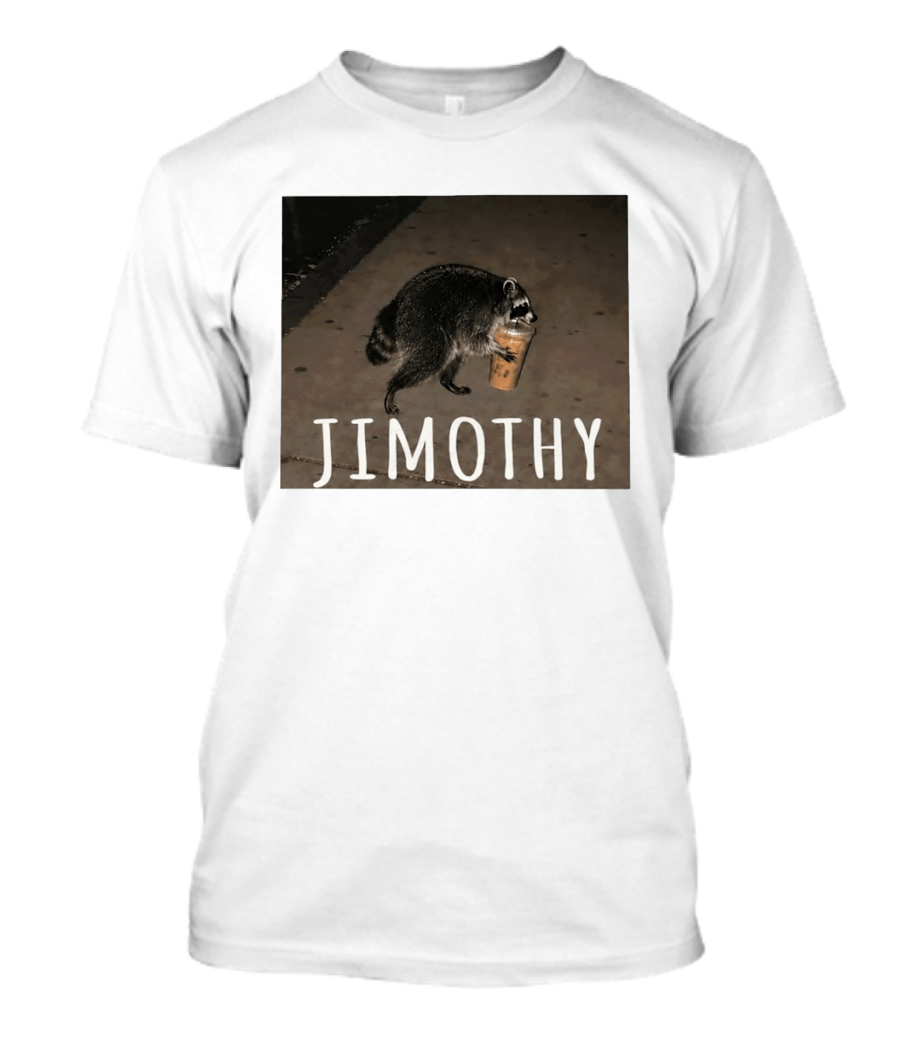 Jimothy Raccoon Carrying Iced Coffee Meme Animal Lover T-Shirt