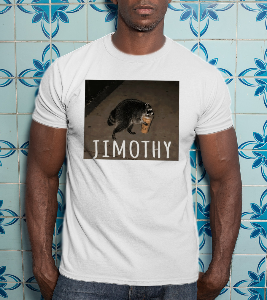 Jimothy Raccoon Carrying Iced Coffee Meme Animal Lover T-Shirt