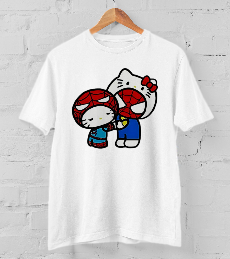 Kitty Hug Spider Man Mask Cute T-Shirt