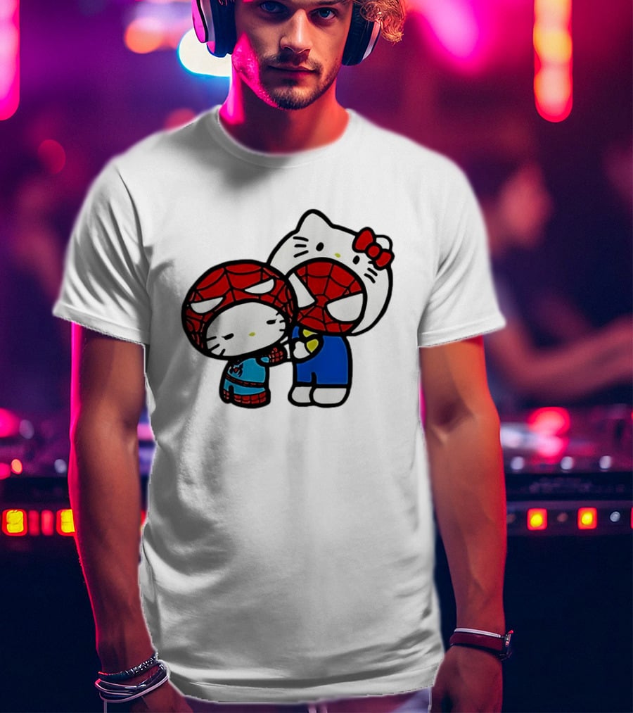 Kitty Hug Spider Man Mask Cute T-Shirt