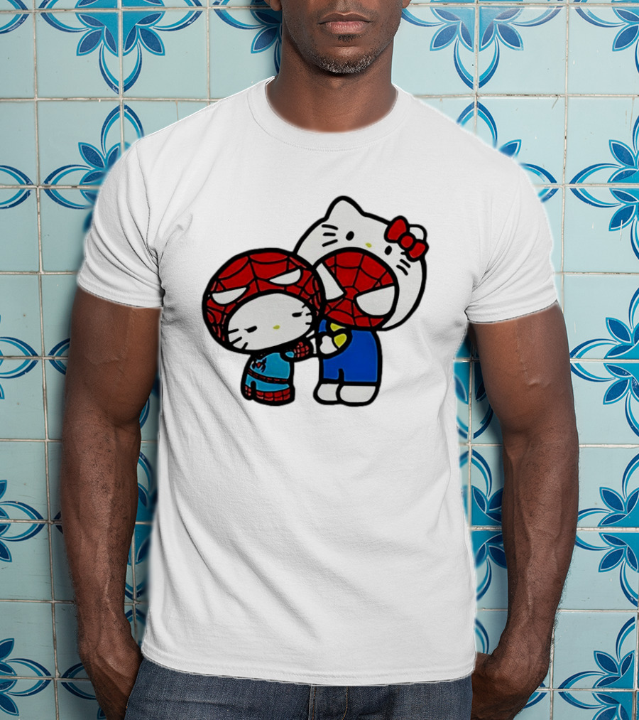 Kitty Hug Spider Man Mask Cute T-Shirt