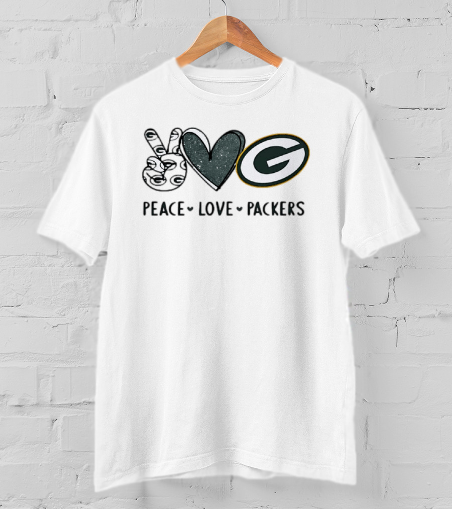 Peace Love Green Bay Packers Football Team NFL Fan Merchandise T-Shirt