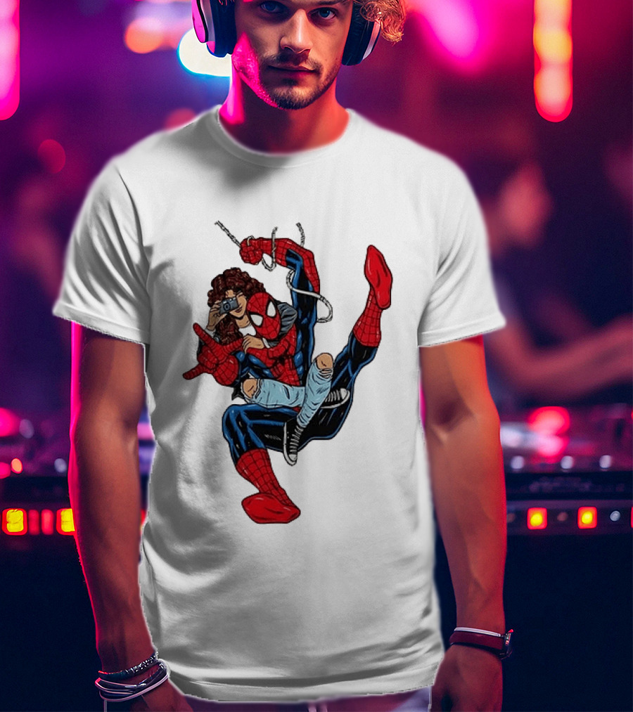 Spider Man The Heart Behind The Hero Photography Pose T-Shirt