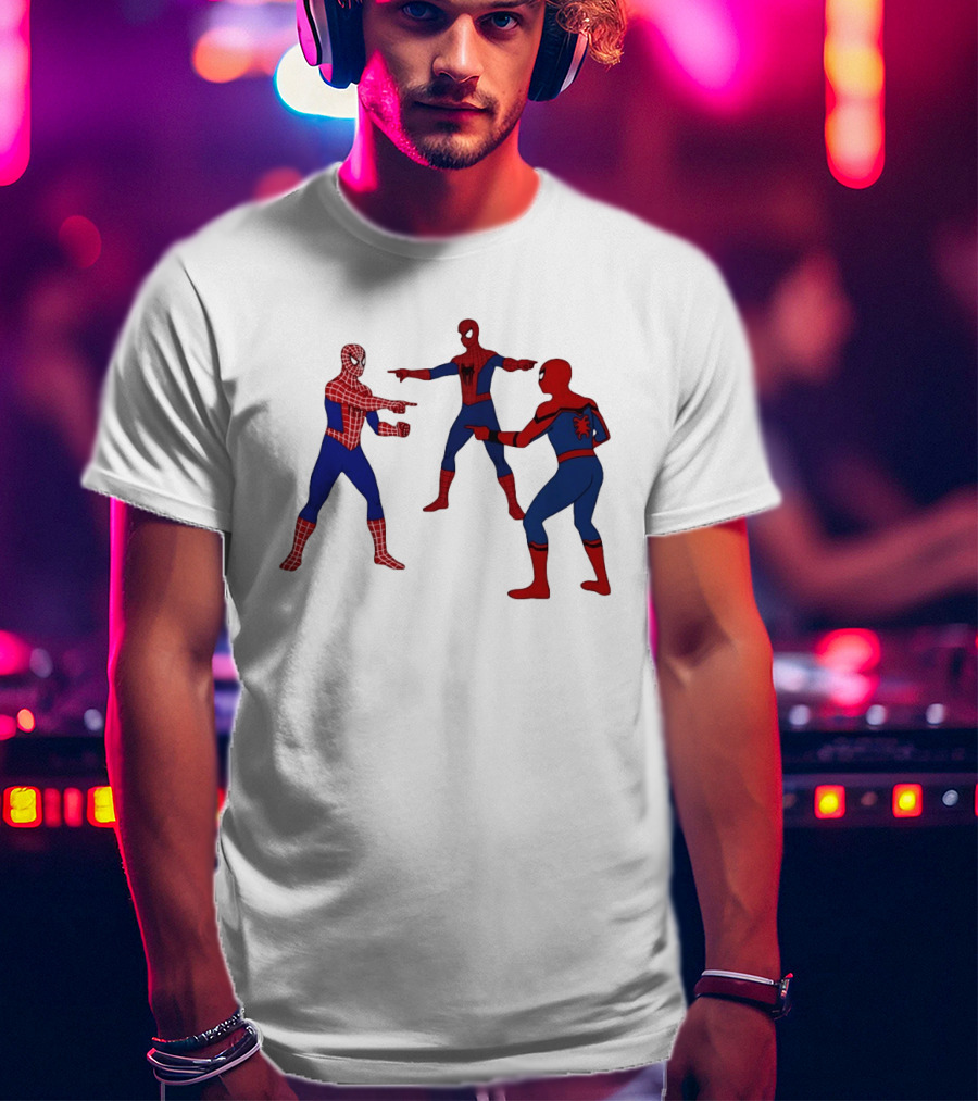 Spiderman Pointing Meme Marvel Superhero Comic Book Iconic Scene 2026 T-Shirt