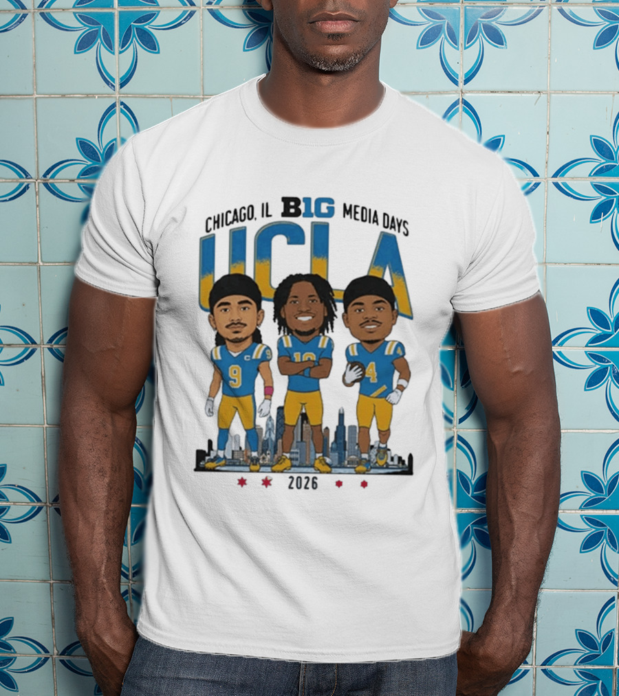 Chicago IL Big Media Days UCLA Bruins Football 2026 Player Caricature T-Shirt
