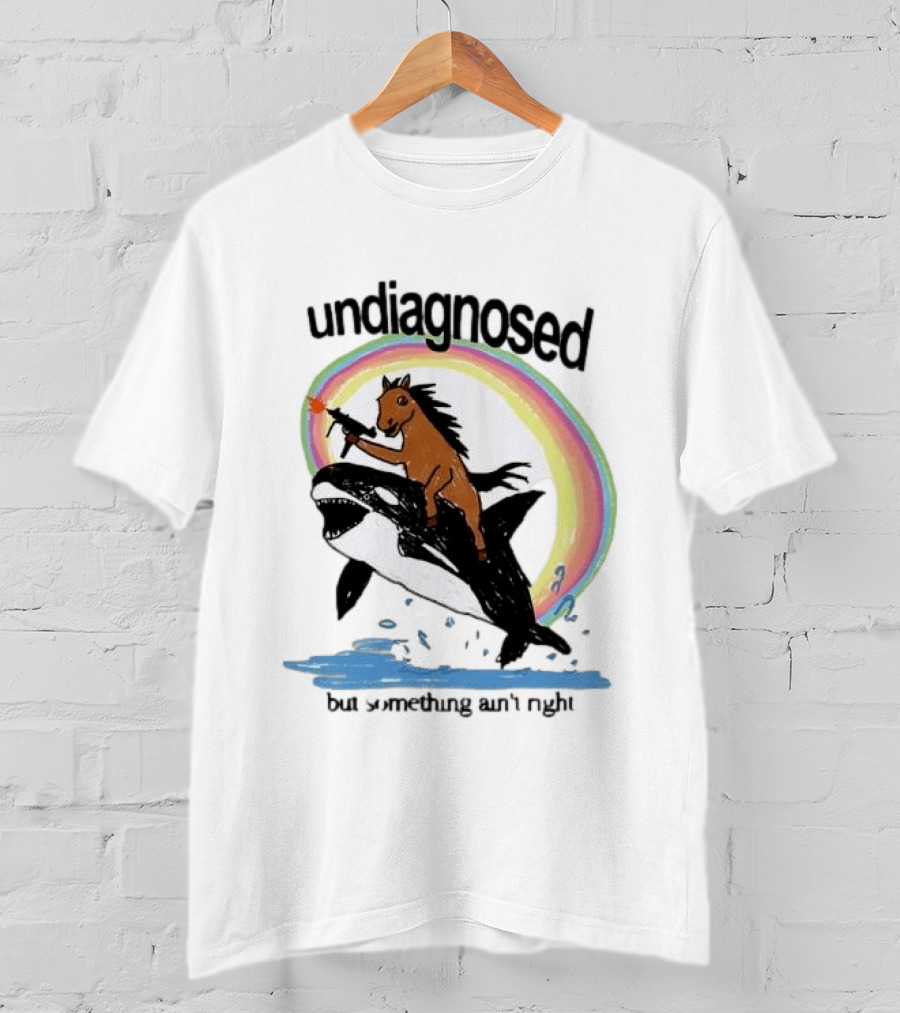 Undiagnosed Horse Riding Orca But Something Ain't Right Gun Rainbow T-Shirt