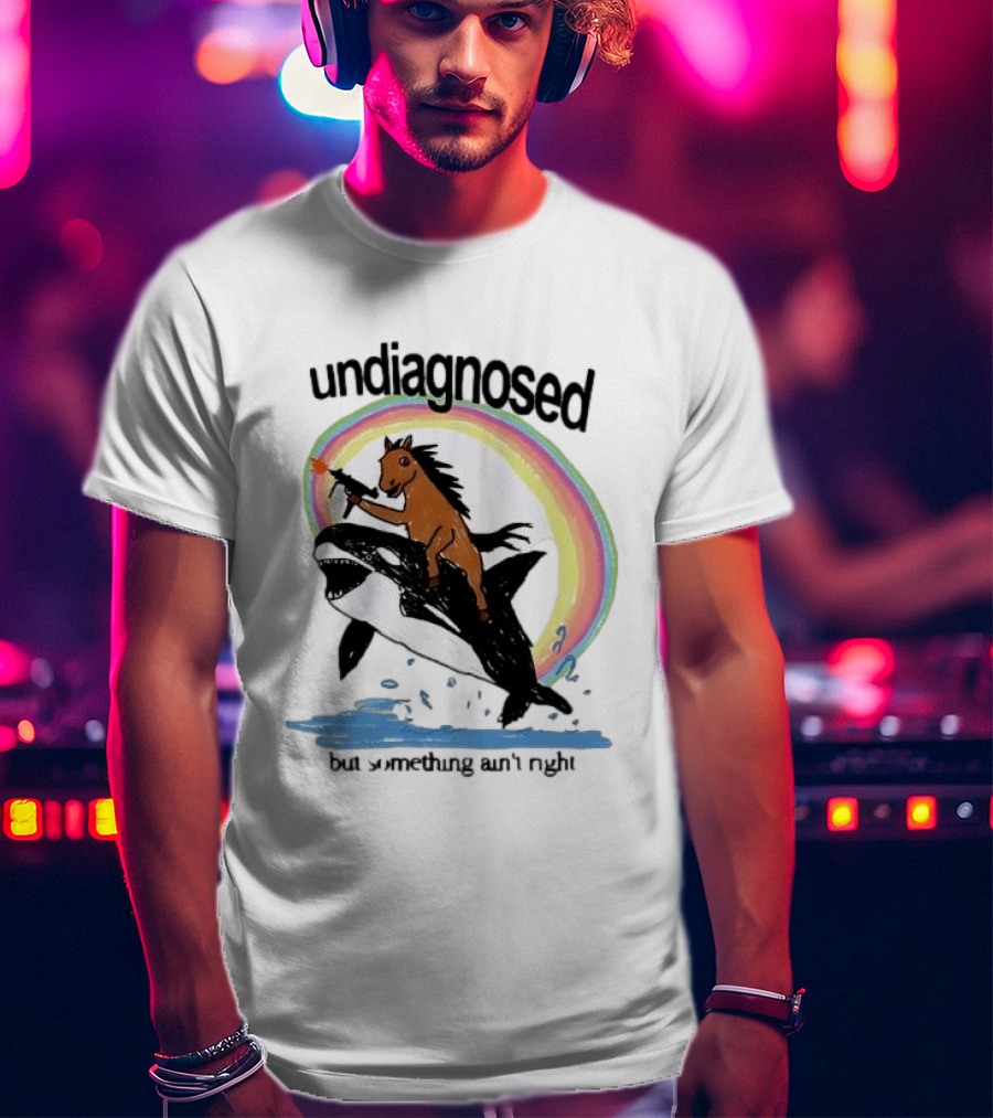 Undiagnosed Horse Riding Orca But Something Ain't Right Gun Rainbow T-Shirt